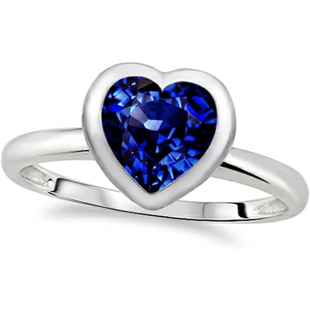 Bague de fiançailles coeur de fiançailles en or pour femme. bague en saphir bleu 3 carats - HarryChadEnt.FR
