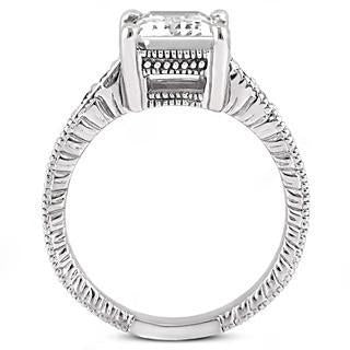 Bague de fiançailles diamant 1.50 ct. Style Vintage Or Blanc 14K - HarryChadEnt.FR