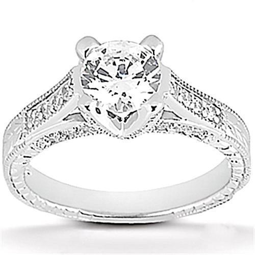 Bague de fiançailles diamant 1.77 ct. Ensemble Style Antique Or Blanc 14K - HarryChadEnt.FR