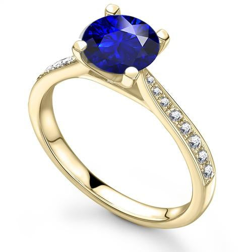 Bague de fiançailles diamant bleu saphir pour femme or jaune 2.50 carats - HarryChadEnt.FR