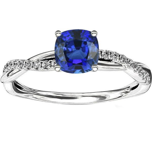 Bague de fiançailles diamant coussin saphir style torsadé 3 carats - HarryChadEnt.FR