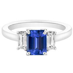 Bague de fiançailles diamant émeraude Ceylan saphir panier serti 4 carats