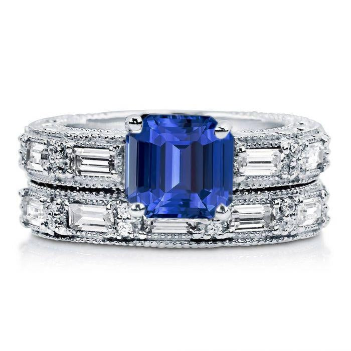 Bague de fiançailles diamant émeraude de style antique sertie de 4.50 carats - HarryChadEnt.FR