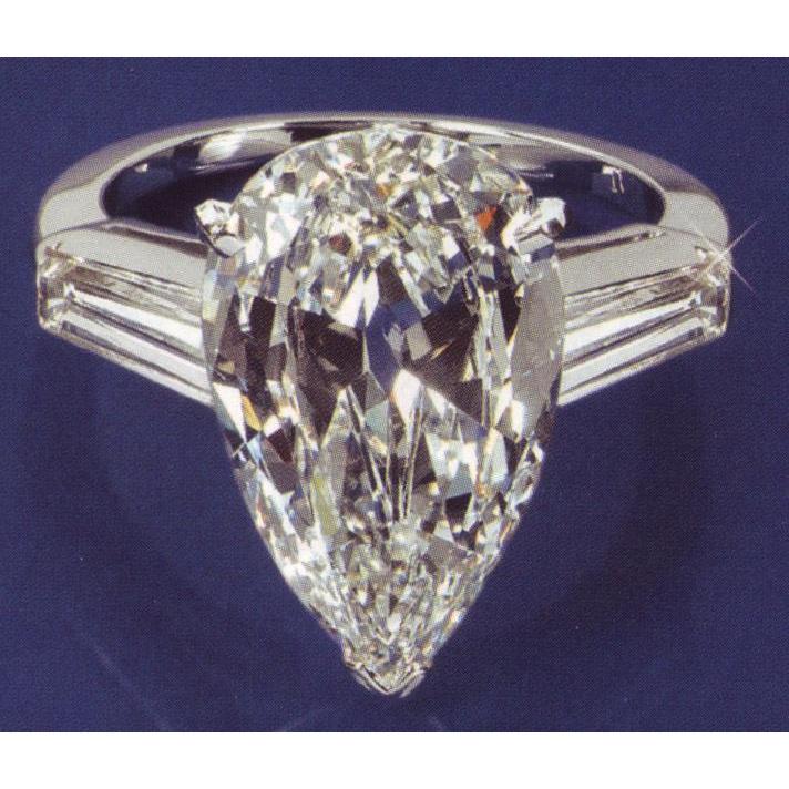 Bague de fiançailles diamant en forme de poire 2.11 carats trois pierres - HarryChadEnt.FR
