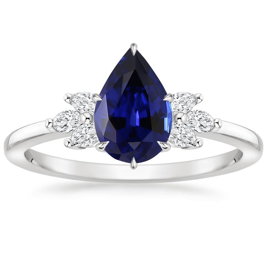 Bague de fiançailles diamant et poire saphir du Sri Lanka pour femme 7.25 carats - HarryChadEnt.FR