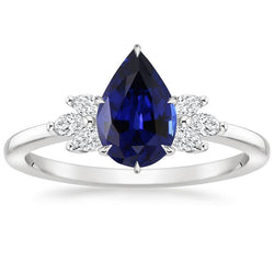 Bague de fiançailles diamant et poire saphir du Sri Lanka pour femme 7.25 carats