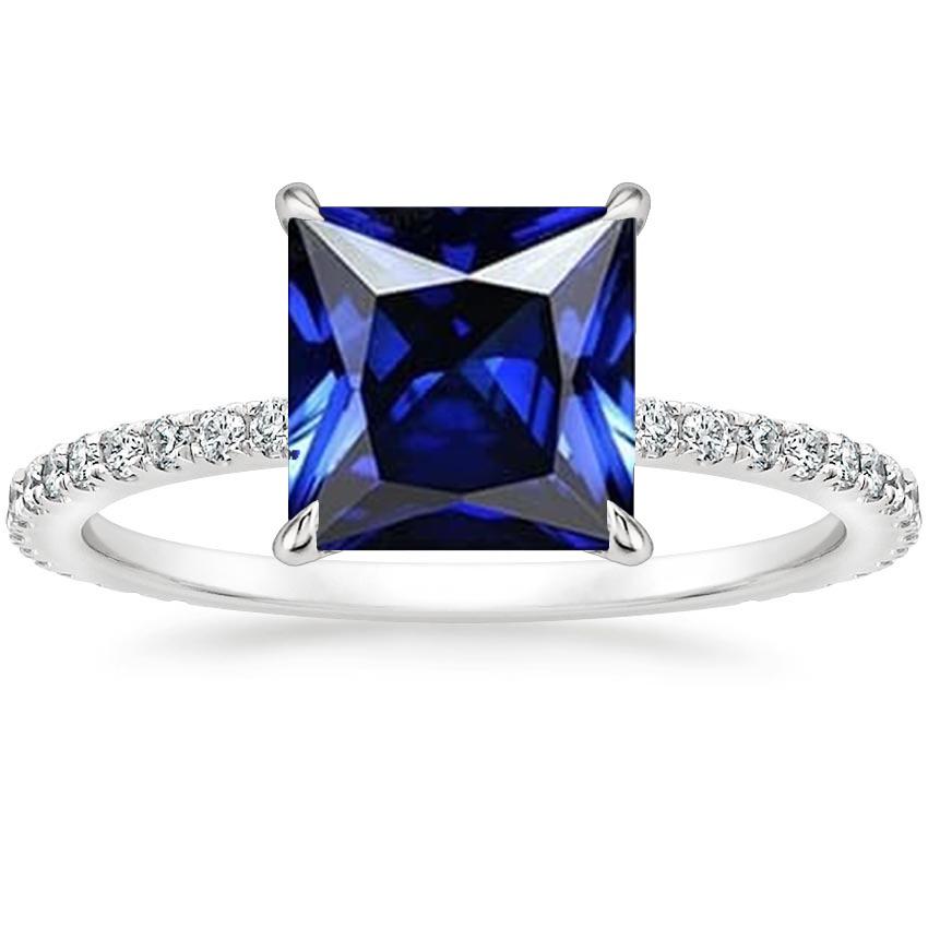 Bague de fiançailles diamant et saphir bleu pour femme avec accents 6 carats - HarryChadEnt.FR