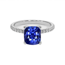 Bague de fiançailles diamant et saphir du Sri Lanka Or 2.50 carats 14K