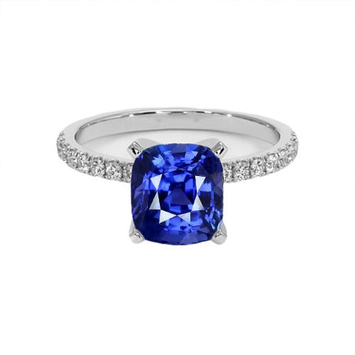 Bague de fiançailles diamant et saphir du Sri Lanka Or 2.50 carats 14K - HarryChadEnt.FR