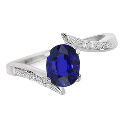 Bague de fiançailles diamant et saphir ovale tension style 2.50 carats