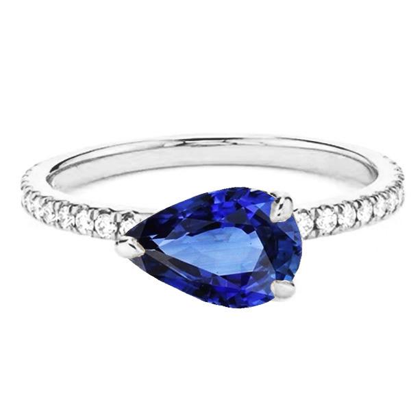 Bague de fiançailles diamant femme saphir bleu tige fendue 3.50 carats - HarryChadEnt.FR