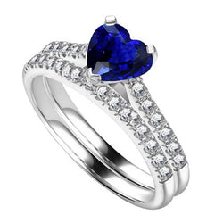 Bague de fiançailles diamant femme sertie coeur saphir de Ceylan 3.50 carats