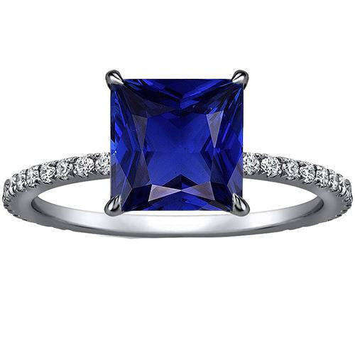 Bague de fiançailles diamant femme taille princesse saphir de Ceylan 4.75 carats - HarryChadEnt.FR