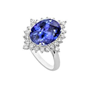 Bague de fiançailles diamant ovale tanzanite 8.50 carat bijoux en pierres précieuses neuf - HarryChadEnt.FR