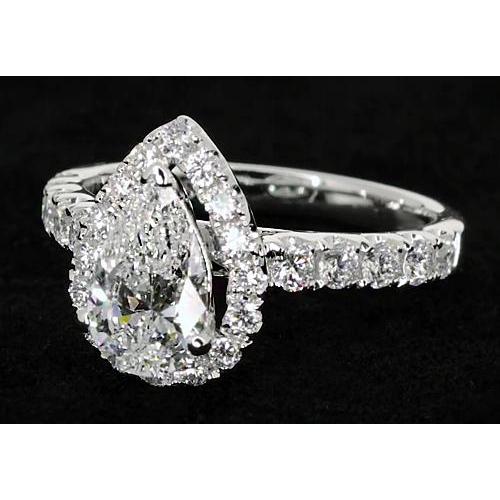 Bague de fiançailles diamant poire Halo Style classique 3 carats - HarryChadEnt.FR