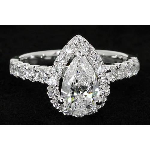 Bague de fiançailles diamant poire Halo Style classique 3 carats - HarryChadEnt.FR