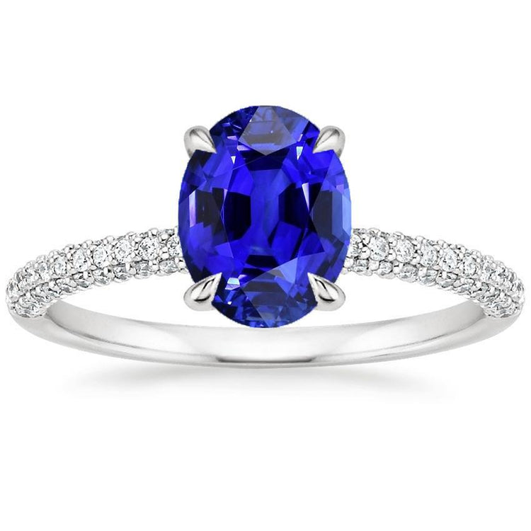 Bague de fiançailles diamant pour femme Saphir de Ceylan avec accents 6 carats - HarryChadEnt.FR