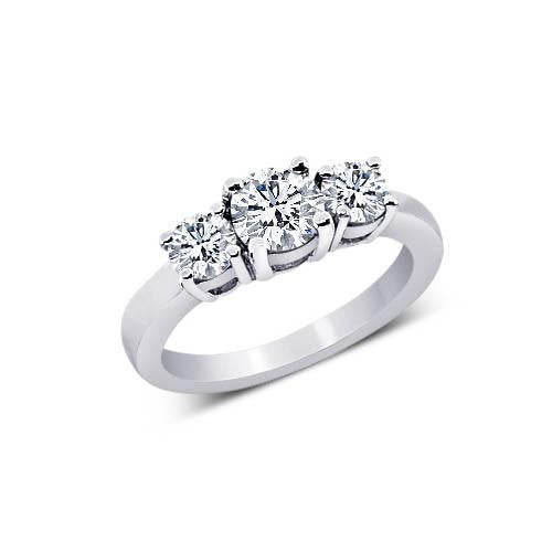 Bague de fiançailles diamant rond 3 pierres 2 carats bijoux en or massif - HarryChadEnt.FR