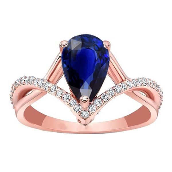 Bague de fiançailles diamant rond et saphir bleu ovale en or 4.50 carats - HarryChadEnt.FR