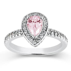 Bague de fiançailles diamant rond poire saphir rose 2.20 carats