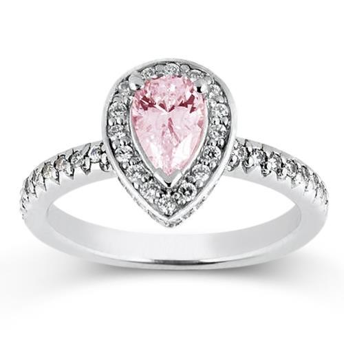 Bague de fiançailles diamant rond poire saphir rose 2.20 carats - HarryChadEnt.FR
