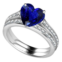 Bague de fiançailles diamant rond saphir bleu sertie d'un anneau 4 carats