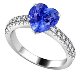Bague de fiançailles diamant saphir 4 carats serti griffes or blanc 14K