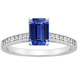 Bague de fiançailles diamant saphir bleu et serti de diamants 3.50 carats