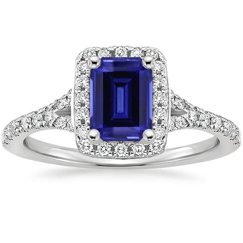 Bague de fiançailles diamant saphir de Ceylan émeraude bleue 3 carats - HarryChadEnt.FR
