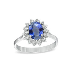 Bague de fiançailles diamant saphir du Sri Lanka 3.90 ct. Or Blanc 14K