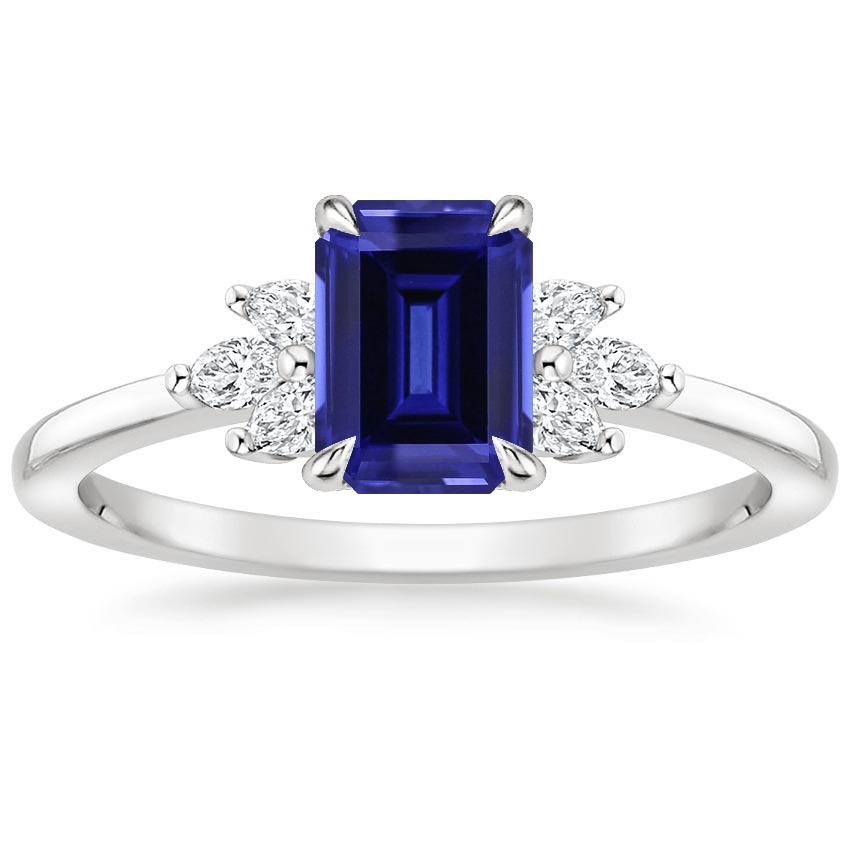 Bague de fiançailles diamant saphir du Sri Lanka émeraude 2.50 carats - HarryChadEnt.FR