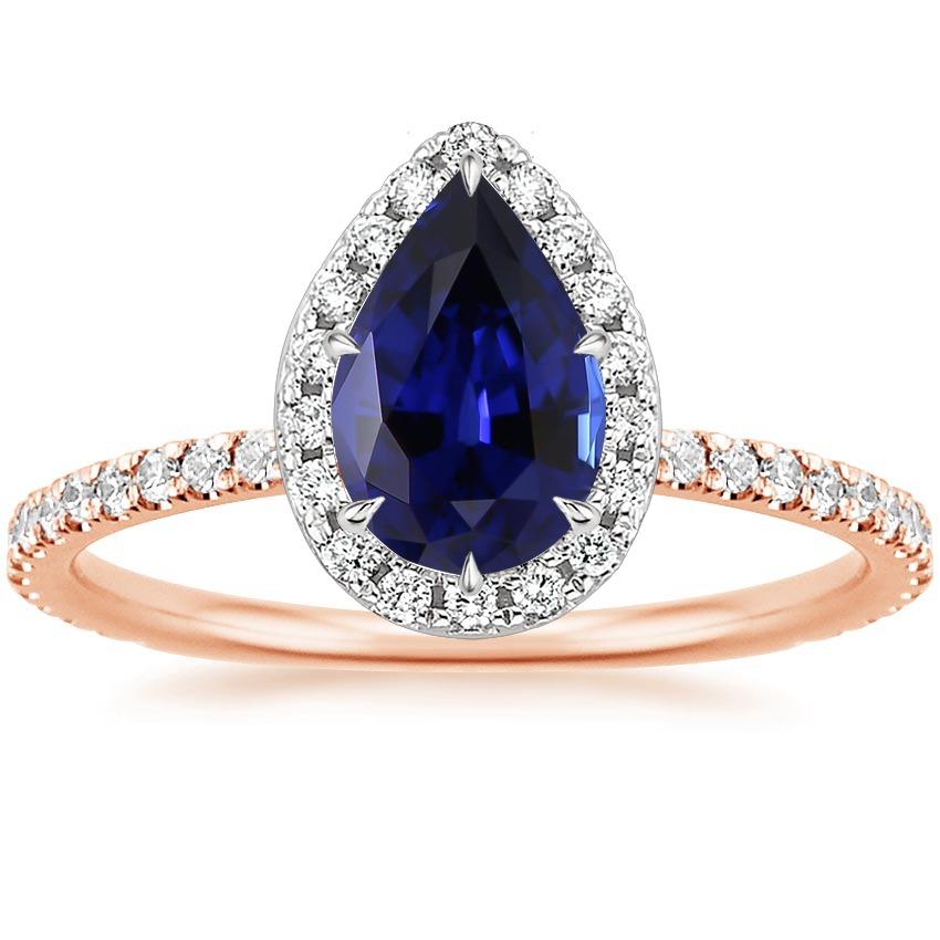 Bague de fiançailles diamant saphir poire de Ceylan bicolore 6 carats neuf - HarryChadEnt.FR