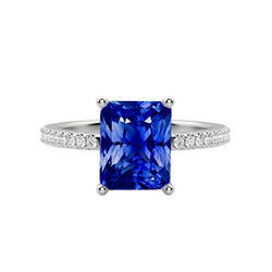 Bague de fiançailles diamant saphir scintillant en or taille radiant 3 carats