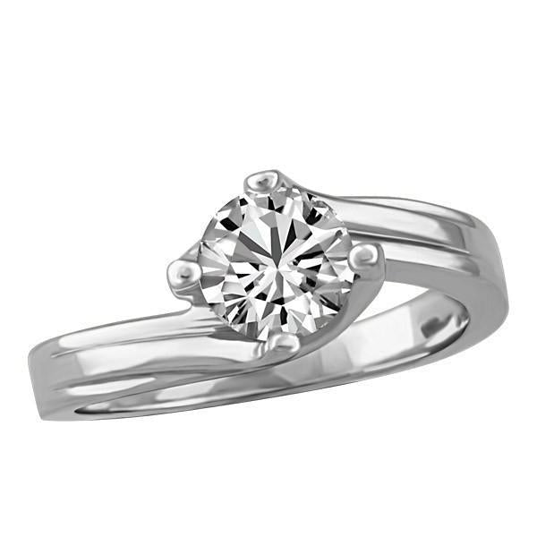 Bague de fiançailles diamant solitaire taille ronde 2.75 carats or blanc 14K - HarryChadEnt.FR