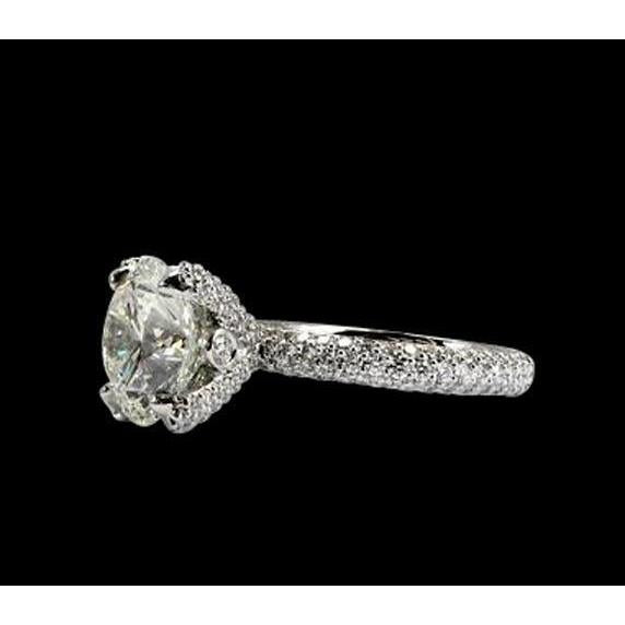 Bague de fiançailles diamant solitaire F Vs1/Vvs1 avec accent 3.01 ct. GT 14K - HarryChadEnt.FR