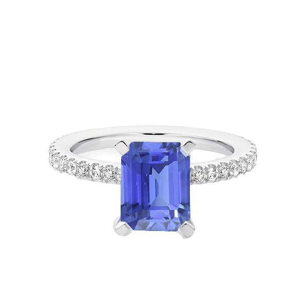 Bague de fiançailles diamant solitaire émeraude saphir bleu clair 3 carats - HarryChadEnt.FR