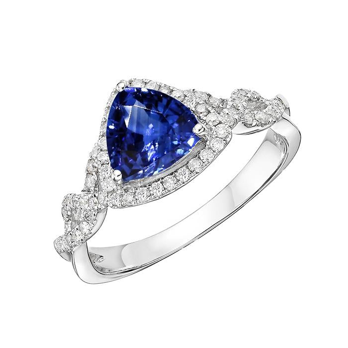 Bague de fiançailles diamant taille trillion saphir tige torsadée 3 carats - HarryChadEnt.FR
