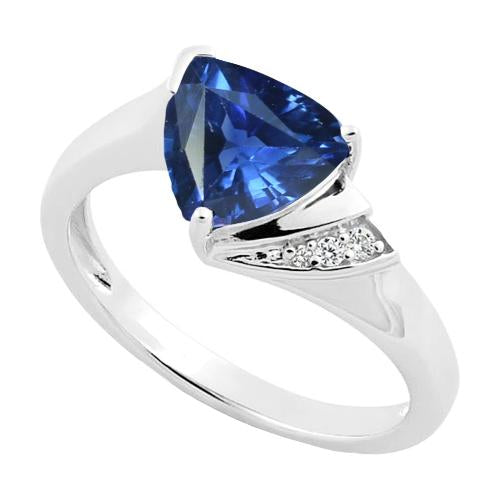 Bague de fiançailles diamant trillion saphir bleu profond 1.75 carats - HarryChadEnt.FR