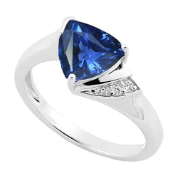 Bague de fiançailles diamant trillion saphir bleu profond 1.75 carats