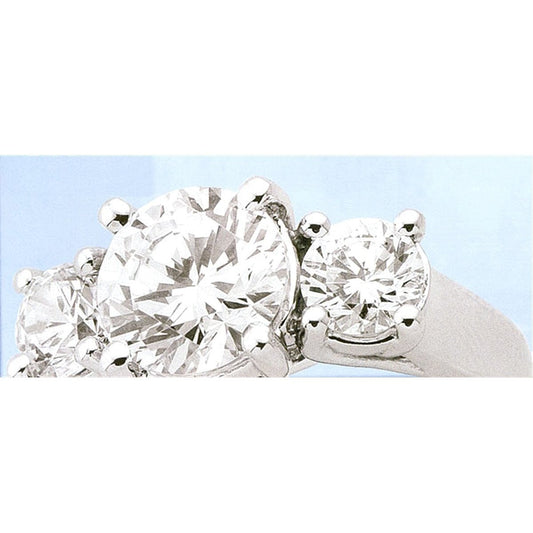 Bague de fiançailles diamants 4 carats 3 pierres or blanc 14K Nouveau - HarryChadEnt.FR