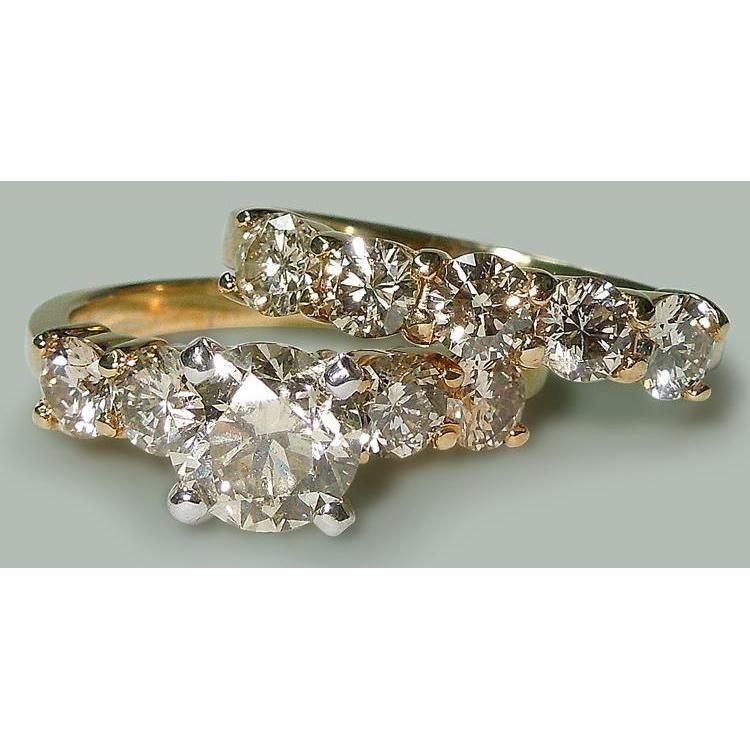 Bague de fiançailles diamants ronds 3.51 ct sertie d'or jaune - HarryChadEnt.FR