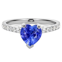 Bague de fiançailles en diamant Srilanka saphir sertie de pétoncles 3 carats