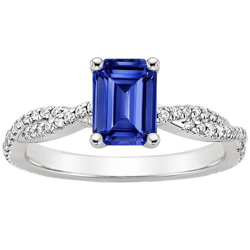 Bague de fiançailles en diamant pour femme et saphir de Ceylan émeraude 4.25 carats - HarryChadEnt.FR