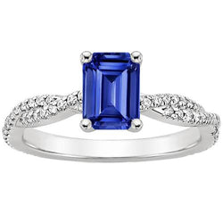 Bague de fiançailles en diamant pour femme et saphir de Ceylan émeraude 4.25 carats