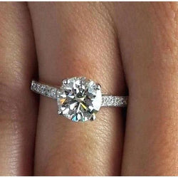 Bague de fiançailles en diamant rond de 1.45 ct en or blanc 14 carats