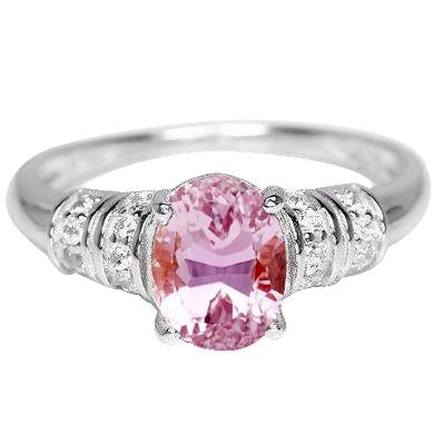 Bague de fiançailles en or blanc 14K 16.75 carats Kunzite rose avec diamant - HarryChadEnt.FR