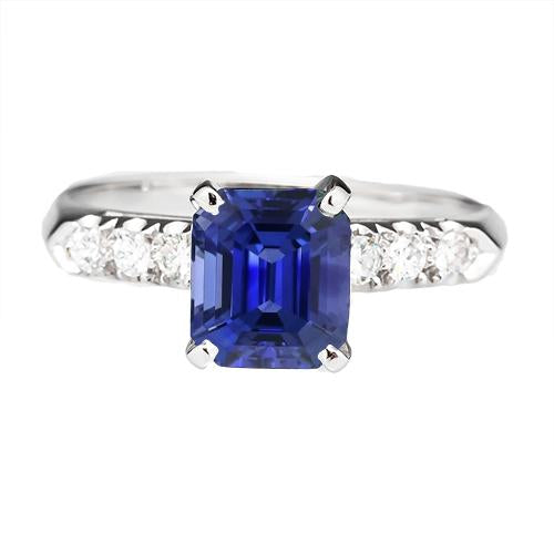 Bague de fiançailles en or blanc Saphir du Sri Lanka & Diamants 2.50 Carats - HarryChadEnt.FR