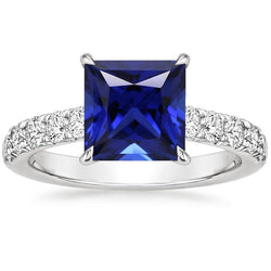 Bague de fiançailles en or et diamants pour femme Ceylan Saphir Center 5.50 Carats