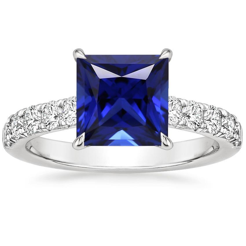 Bague de fiançailles en or et diamants pour femme Ceylan Saphir Center 5.50 Carats - HarryChadEnt.FR