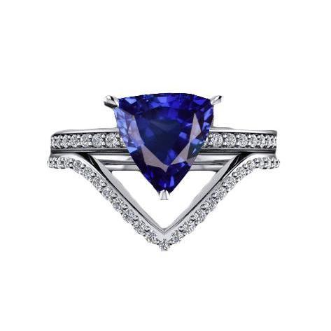 Bague de fiançailles en or et diamants ronds sertie de mille milliards de saphirs 3 carats - HarryChadEnt.FR
